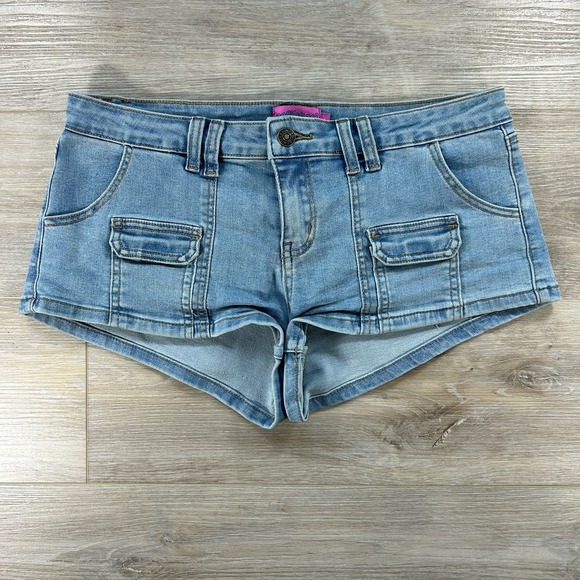 Edikted Pants - Edikted Size Large Cargo Denim Micro Shorts Booty Shorts Cotton Blend